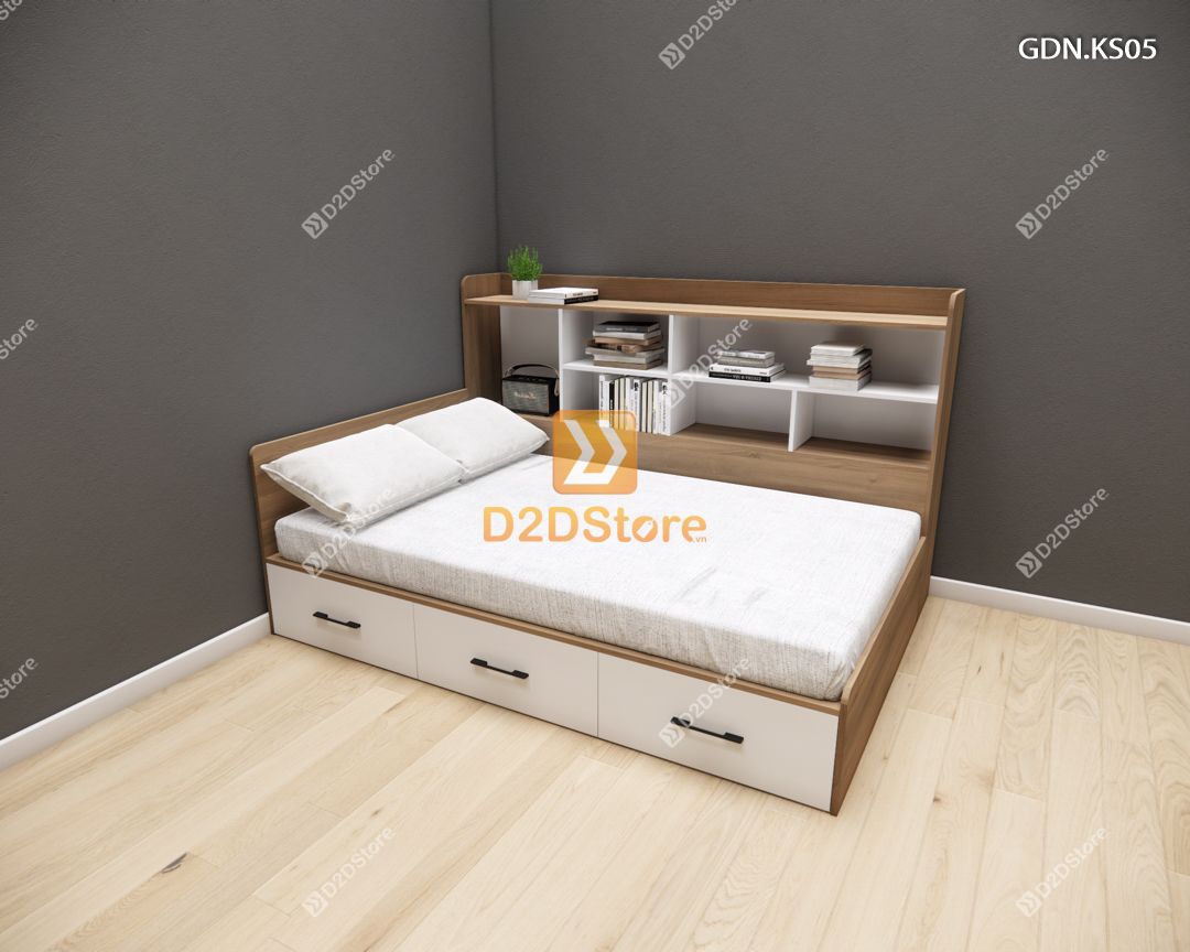  Giường ngủ kết hợp tủ kệ sách GDN.KS05 