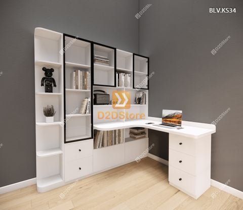 Bàn làm việc kết hợp kệ sách BLV.KS34