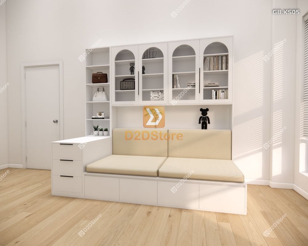 Ghế Bench kết hợp tủ kệ sách GB.KS05