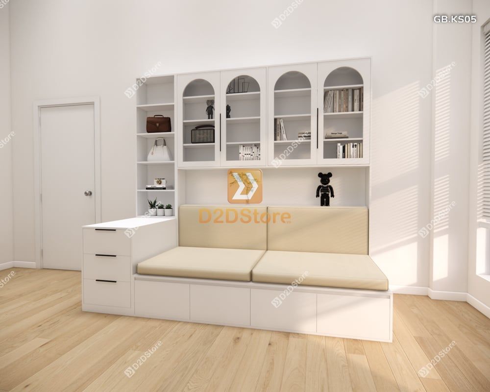  Ghế Bench kết hợp tủ kệ sách GB.KS05 
