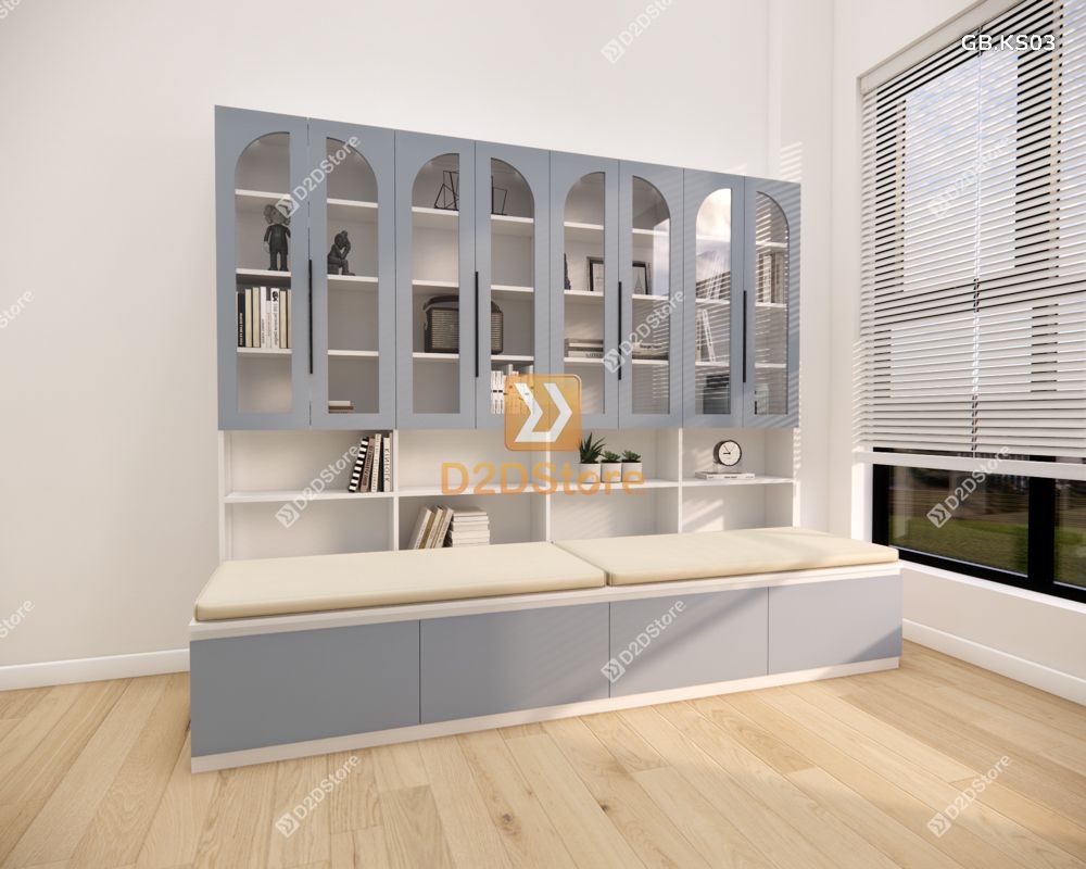  Ghế Bench kết hợp tủ kệ sách GB.KS03 