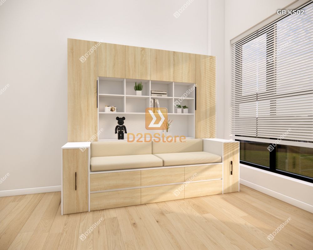  Ghế Bench kết hợp tủ kệ sách GB.KS02 