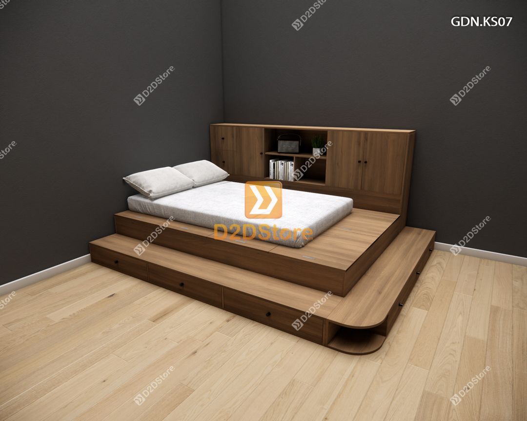  Giường ngủ kết hợp tủ kệ sách GDN.KS07 