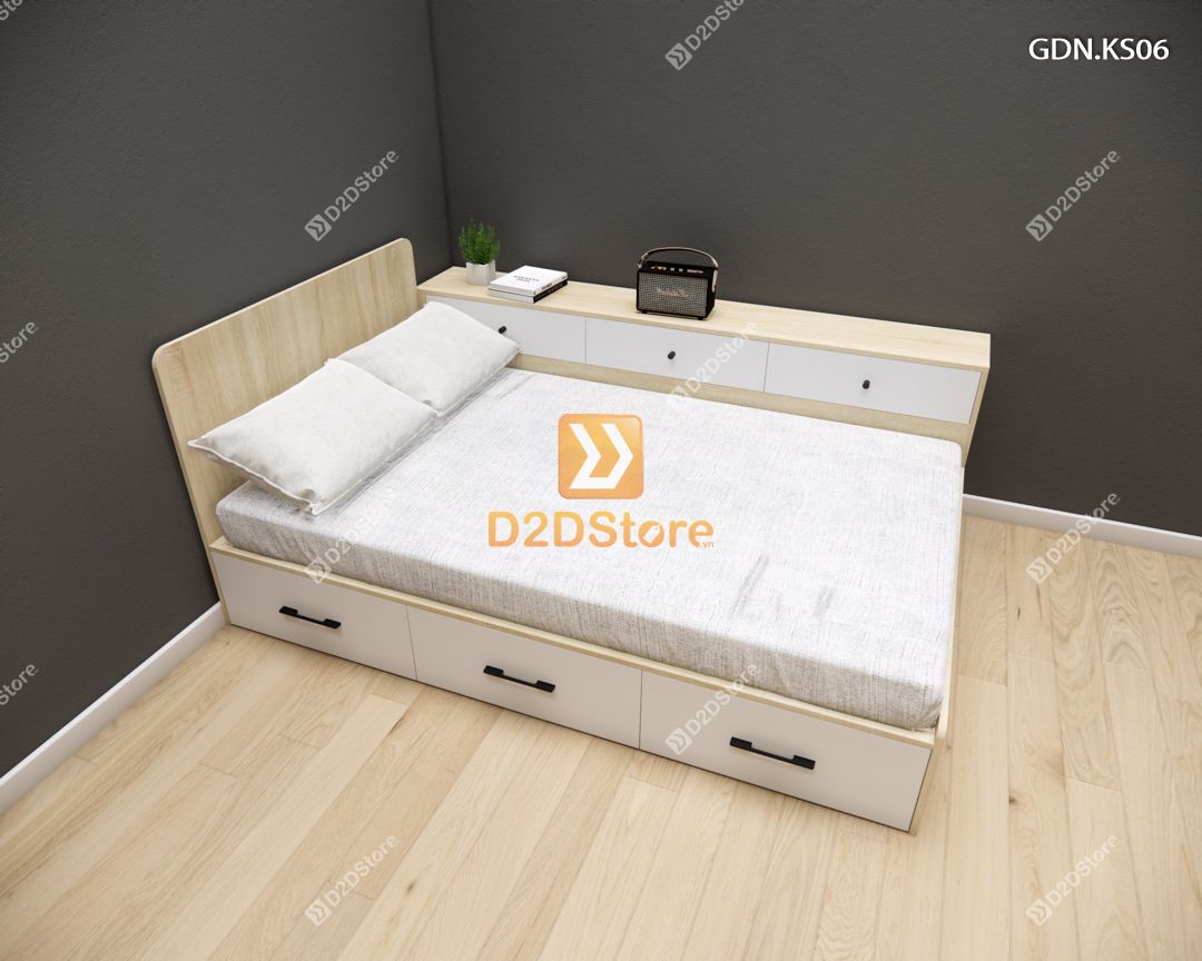  Giường ngủ kết hợp tủ kệ sách GDN.KS06 