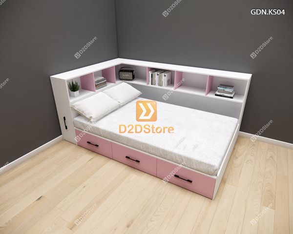 Giường ngủ kết hợp tủ kệ sách GDN.KS04