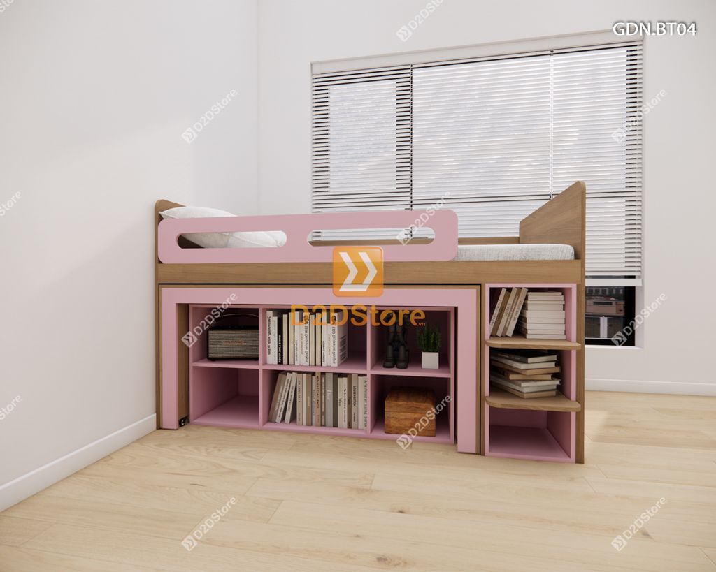 Giường ngủ kết hợp bàn học tủ áo GDN.BT04