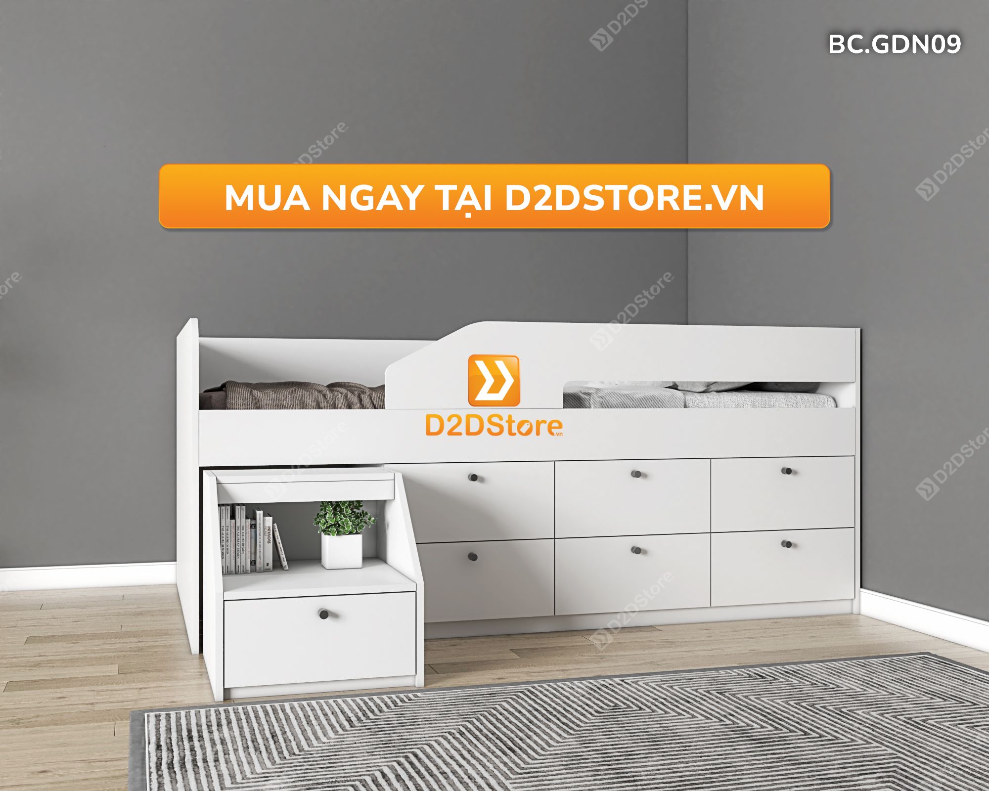  Giường đa năng nhiều ngăn hộc kéo mã BC.GDN09 