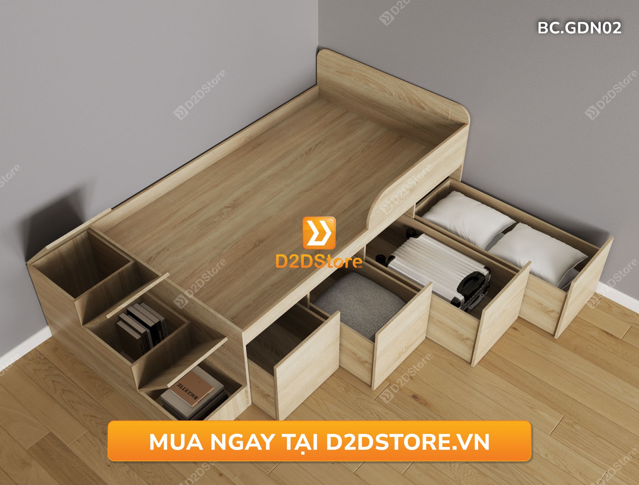  Giường thông minh kết hợp tủ kéo mã BC.GDN02 