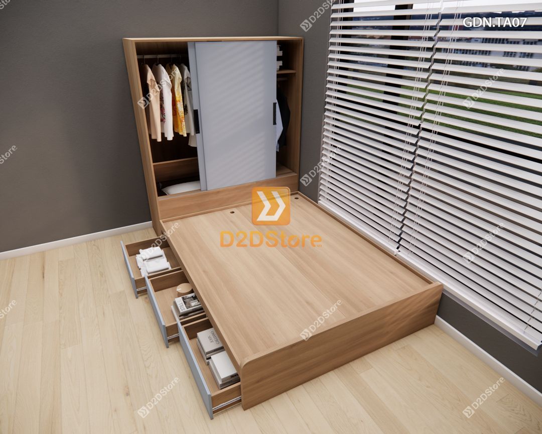  Giường ngủ kết hợp tủ áo GDN.TA07 