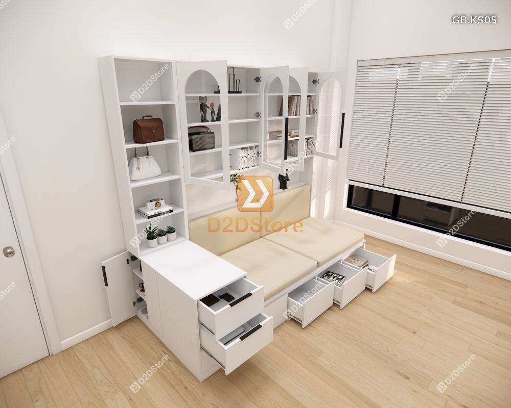  Ghế Bench kết hợp tủ kệ sách GB.KS05 