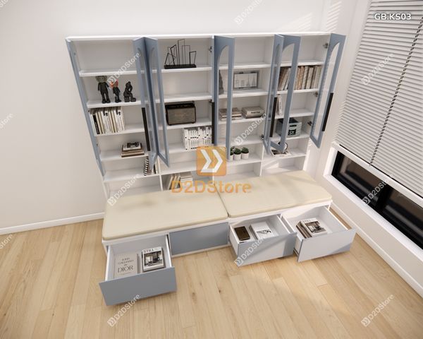 Ghế Bench kết hợp tủ kệ sách GB.KS03