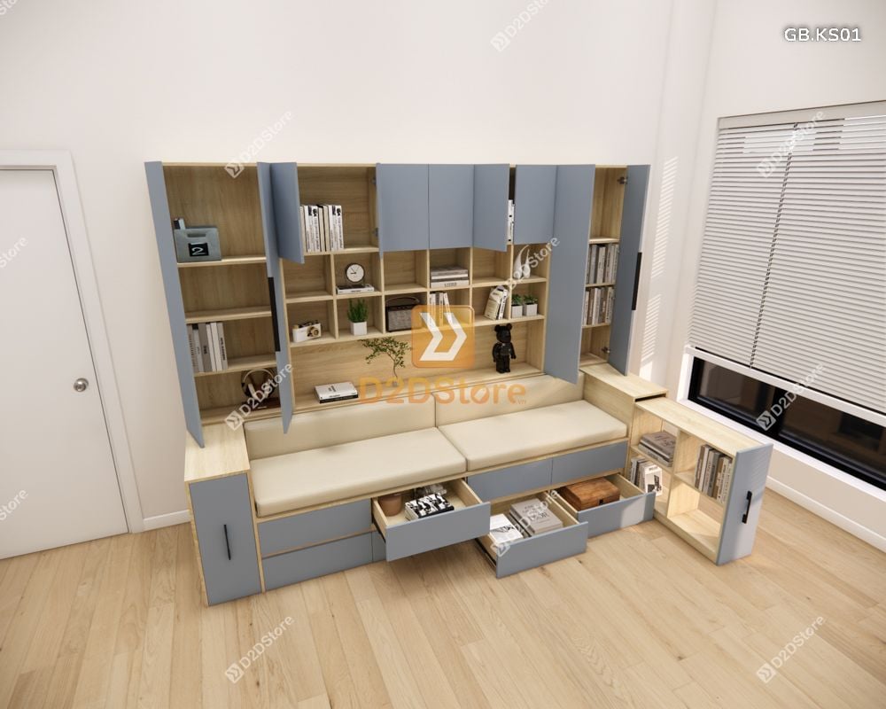  Ghế Bench kết hợp tủ kệ sách GB.KS01 
