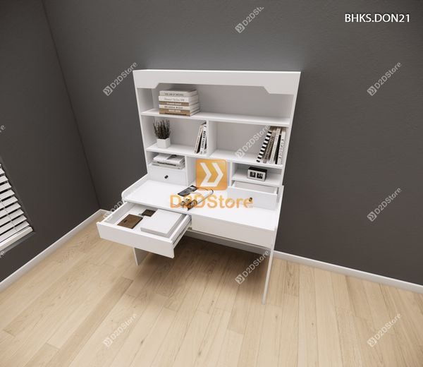 Bàn học đơn cho bé có kệ sách BHKS.DON21