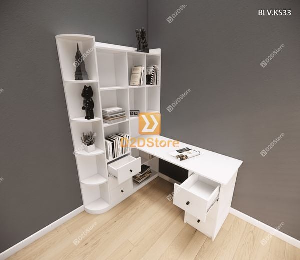 Bàn làm việc kết hợp kệ sách BLV.KS33
