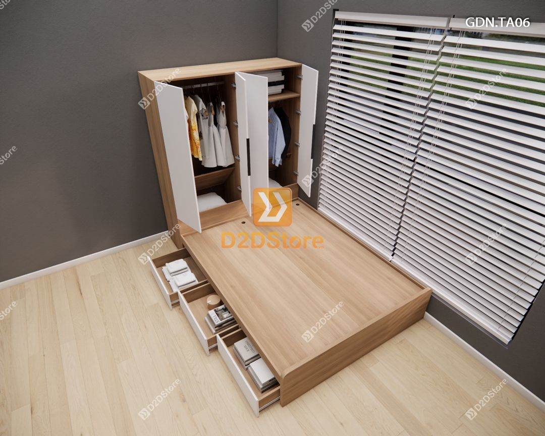  Giường ngủ kết hợp tủ áo GDN.TA06 