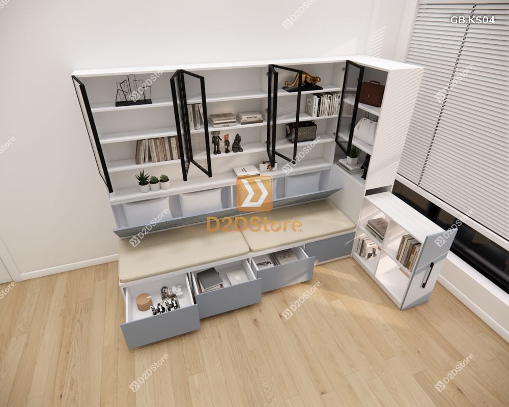  Ghế Bench kết hợp tủ kệ sách GB.KS04 