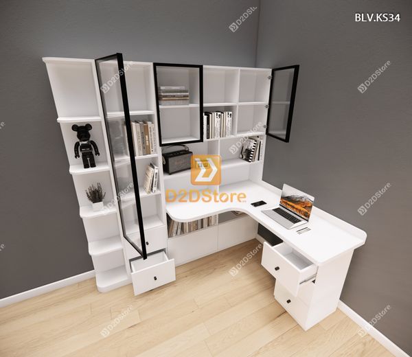 Bàn làm việc kết hợp kệ sách BLV.KS34