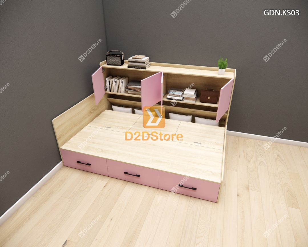  Giường ngủ kết hợp tủ kệ sách GDN.KS03 