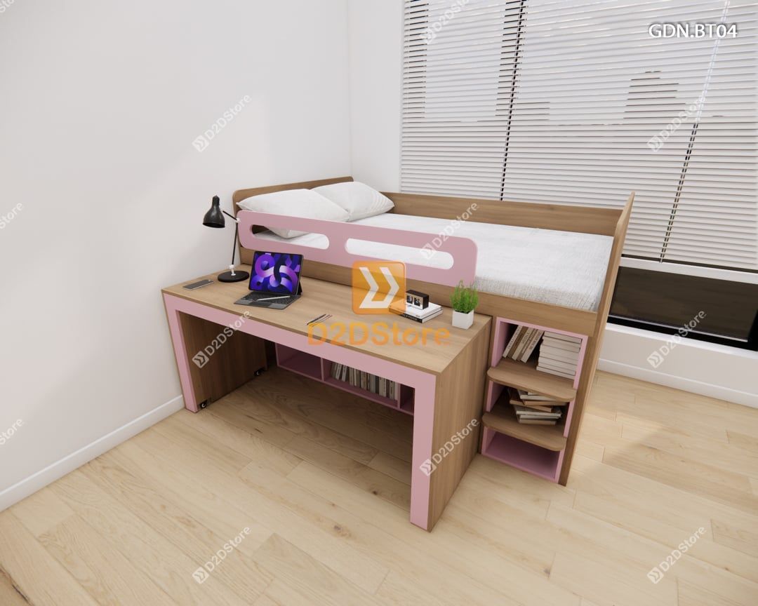  Giường ngủ kết hợp bàn học tủ áo GDN.BT04 