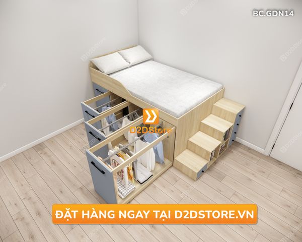 Giường đa năng kết hợp bàn học và tủ kéo thông minh mã BC.GDN14