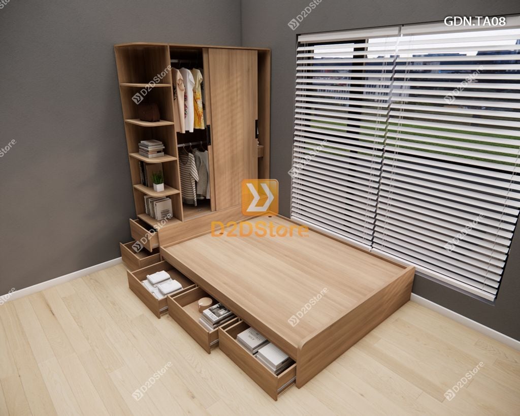 Giường ngủ kết hợp tủ áo GDN.TA08