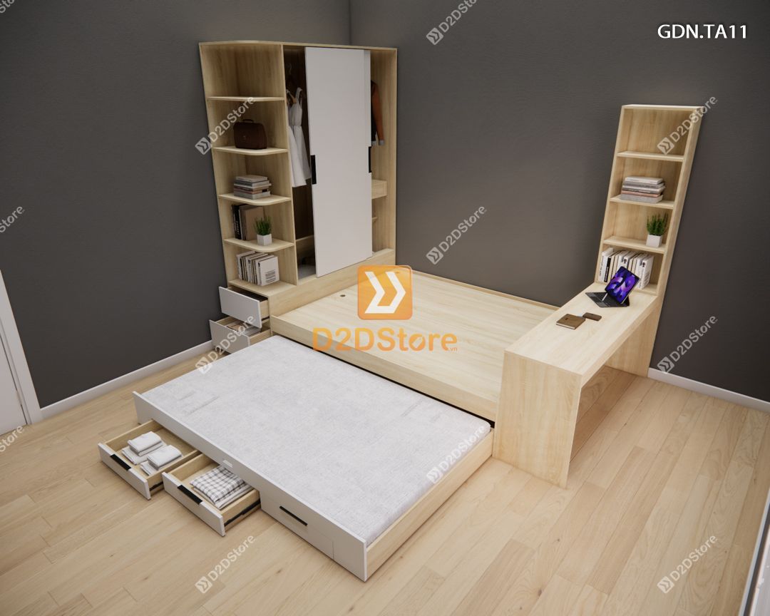  Giường ngủ kết hợp tủ áo GDN.TA11 