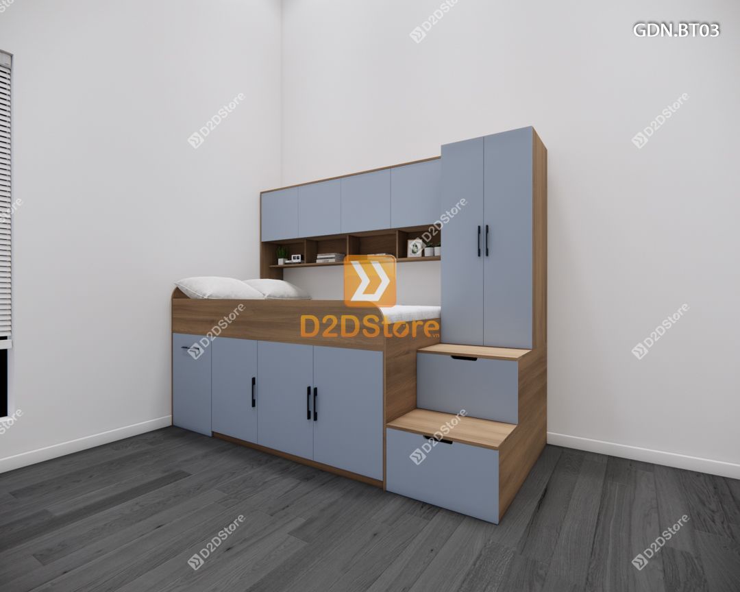  Giường ngủ kết hợp bàn học tủ áo GDN.BT03 