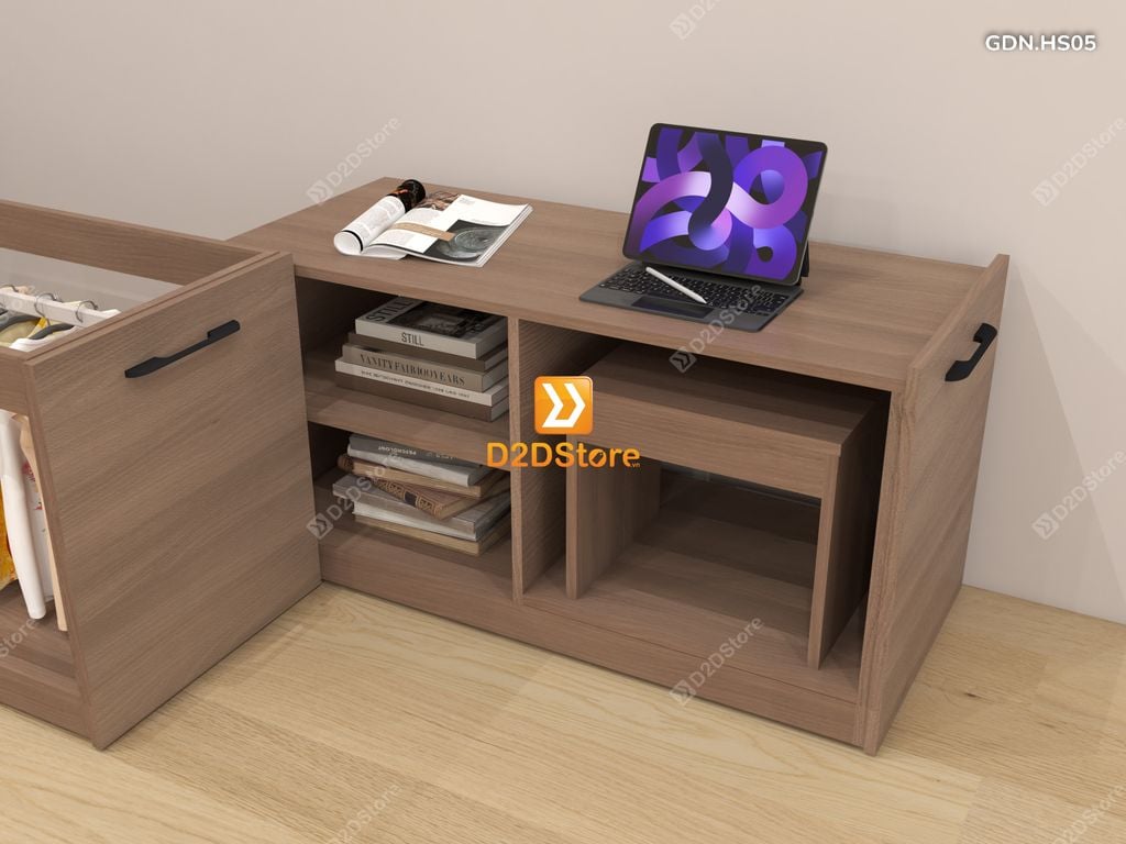 Giường đa năng thông minh kết hợp tủ kéo và bàn, cao 600mm, mã GDN.HS05