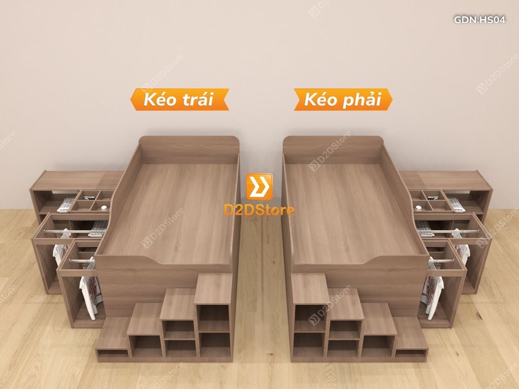 Giường đa năng thông minh kết hợp tủ kéo và bàn, cao 820mm, mã GDN.HS04