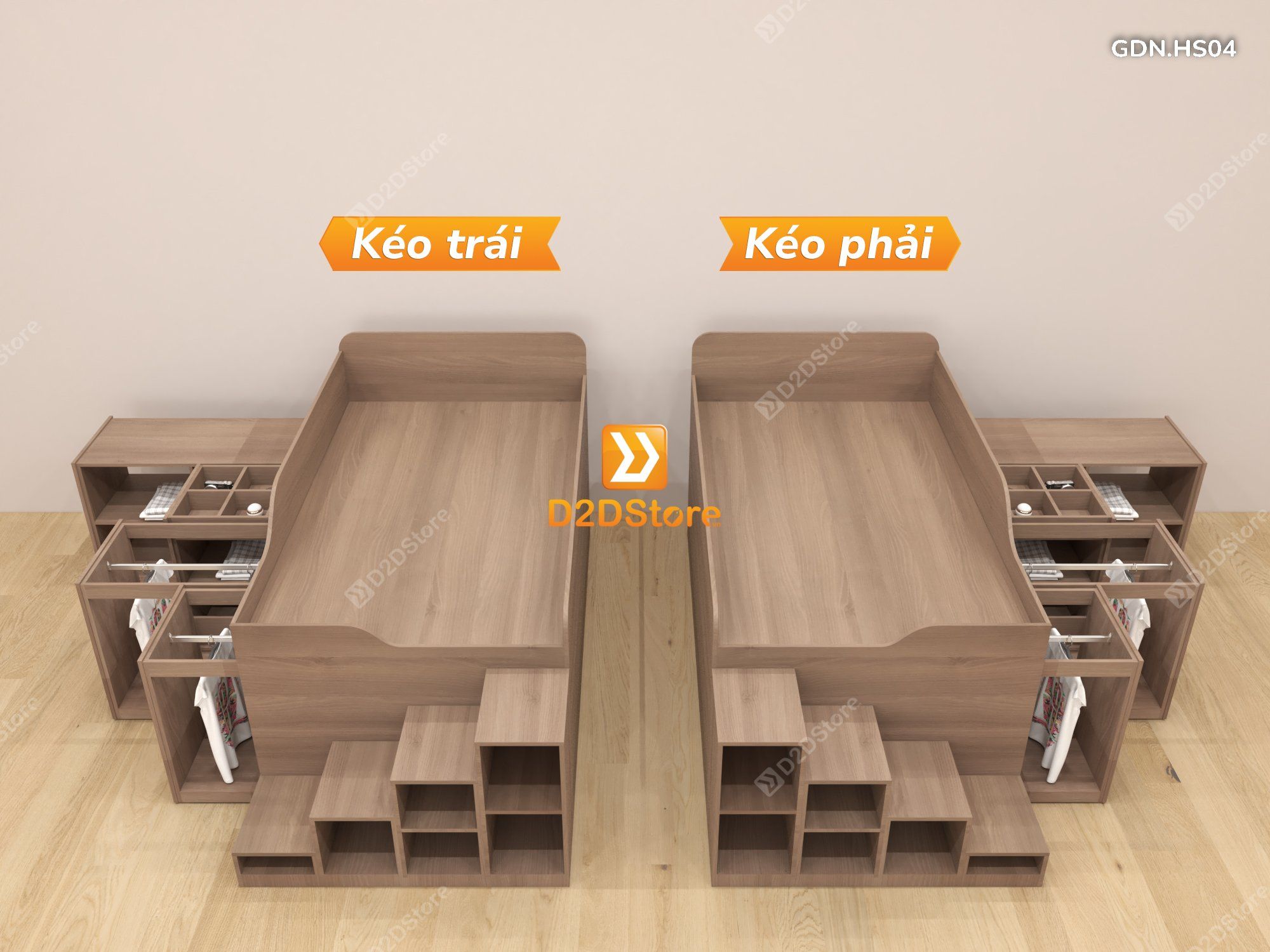  Giường đa năng thông minh kết hợp tủ kéo và bàn, cao 820mm, mã GDN.HS04 