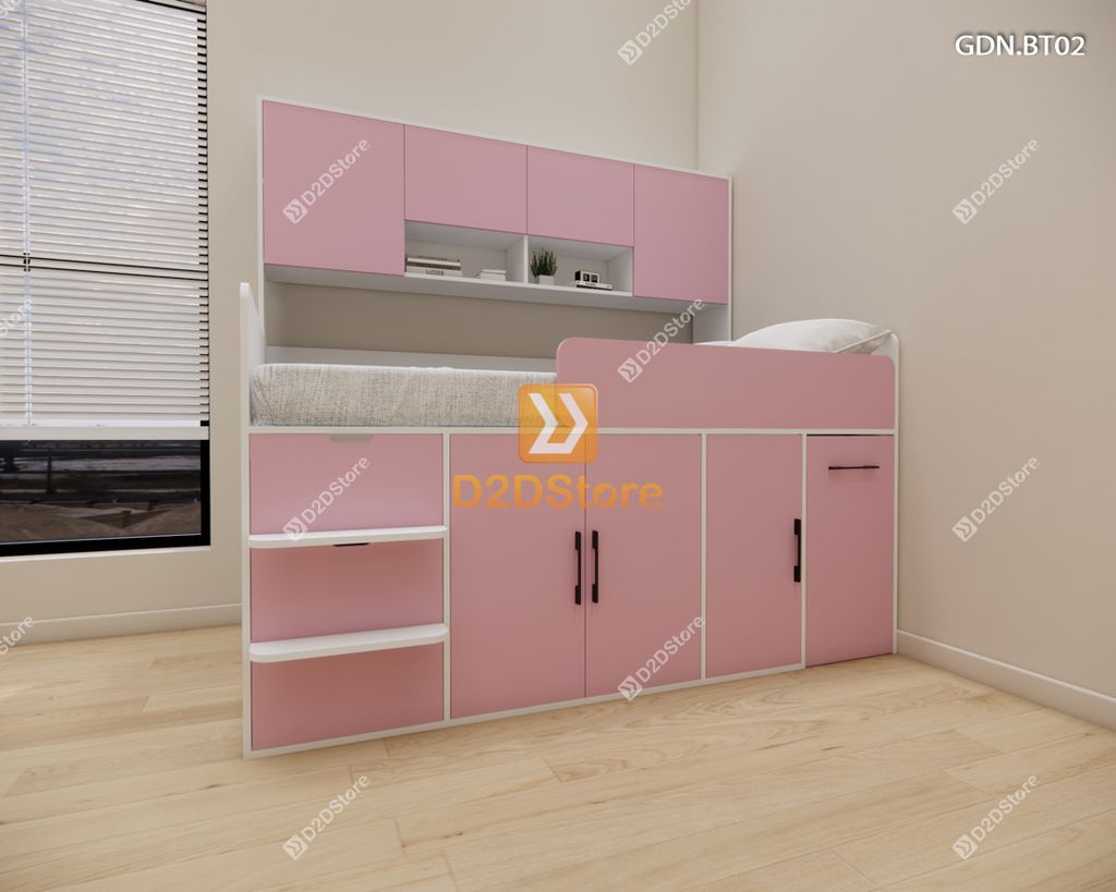 Giường ngủ kết hợp bàn học tủ áo GDN.BT02