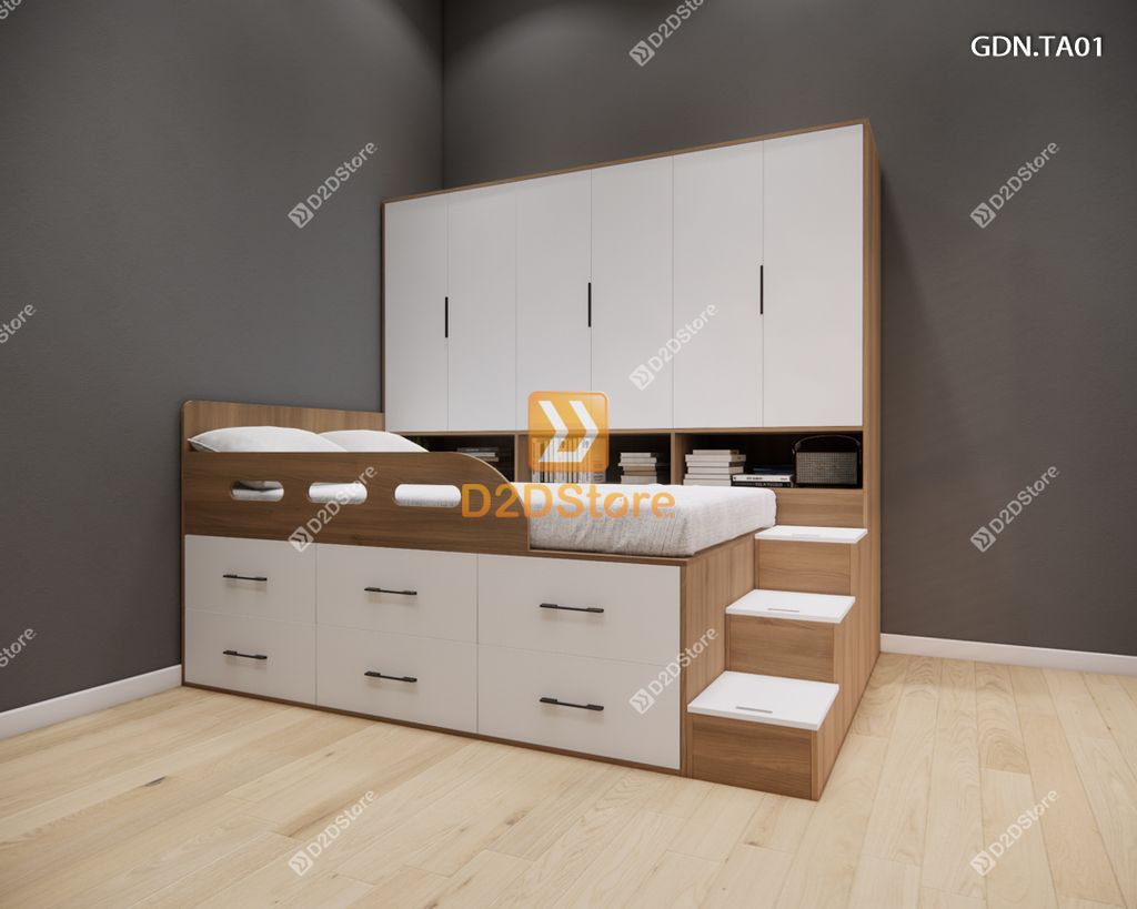 Giường ngủ kết hợp tủ áo GDN.TA01