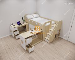 Giường ngủ kết hợp bàn học tủ áo GDN.BT18