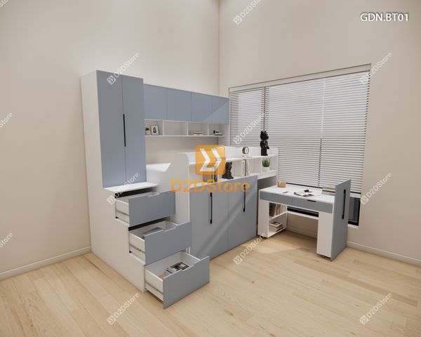 Giường ngủ kết hợp bàn học tủ áo GDN.BT01
