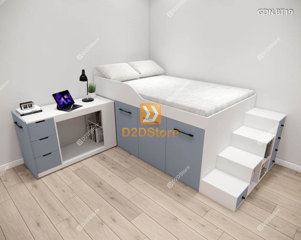 Giường ngủ kết hợp bàn học tủ áo GDN.BT19
