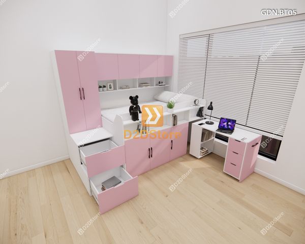 Giường ngủ kết hợp bàn học tủ áo GDN.BT05