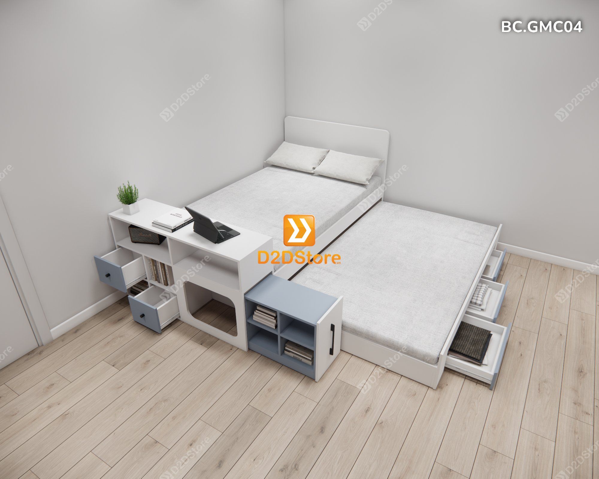  Giường kéo 2 tầng thông minh nhiều kích thước mã BC.GMC04 