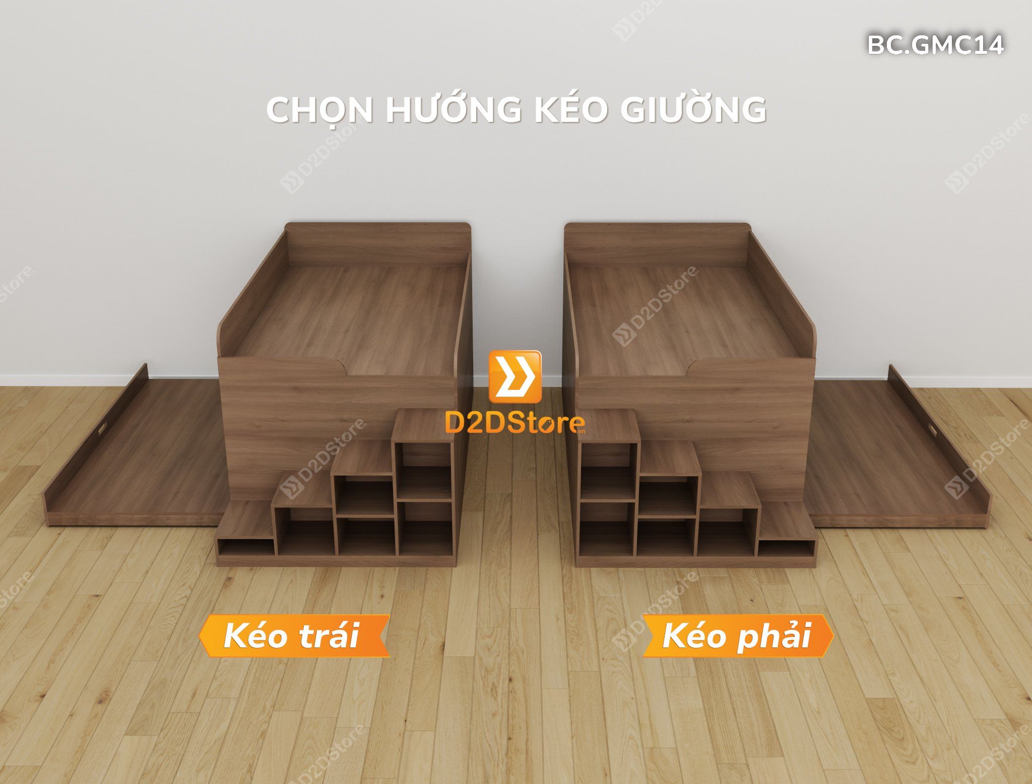  Giường kéo 2 tầng thông minh nhiều kích thước mã BC.GMC14 