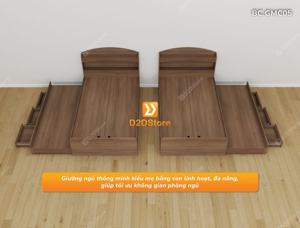 Giường kéo 2 tầng mẹ bồng con nhiều kích thước mã BC.GMC05