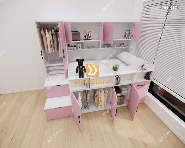 Giường ngủ kết hợp bàn học tủ áo GDN.BT05