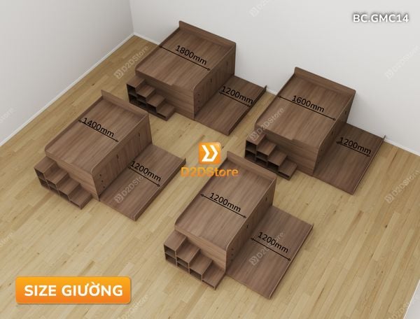 Giường kéo 2 tầng thông minh nhiều kích thước mã BC.GMC14