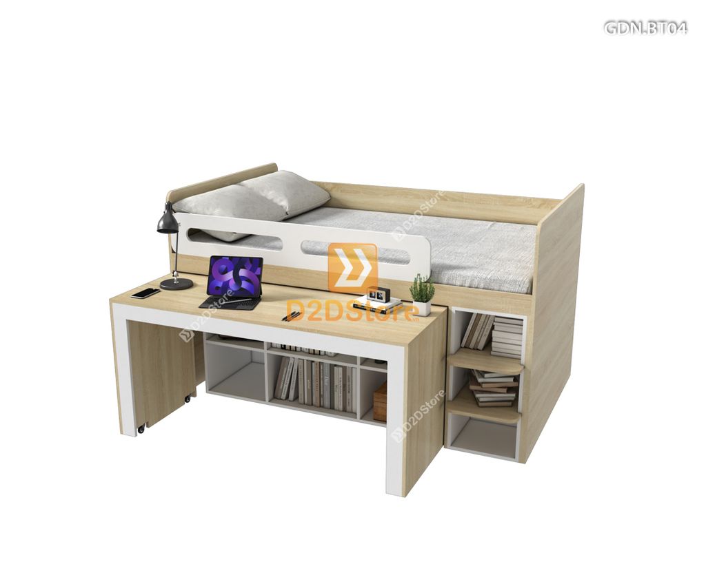 Giường ngủ kết hợp bàn học tủ áo GDN.BT04