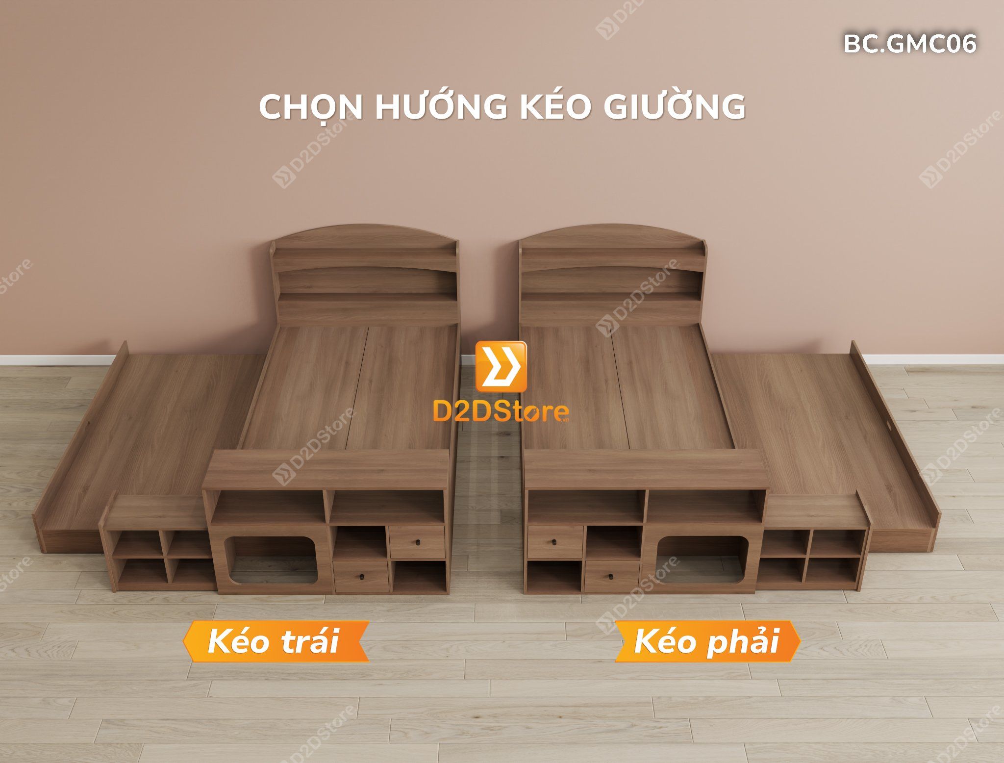 Giường kéo 2 tầng thông minh nhiều kích thước mã BC.GMC06 