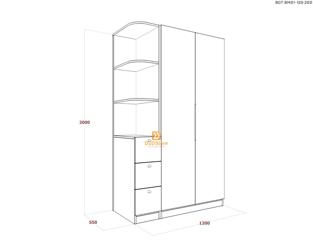 Bộ giường tủ phòng ngủ bố mẹ BGT.BM01-120.200