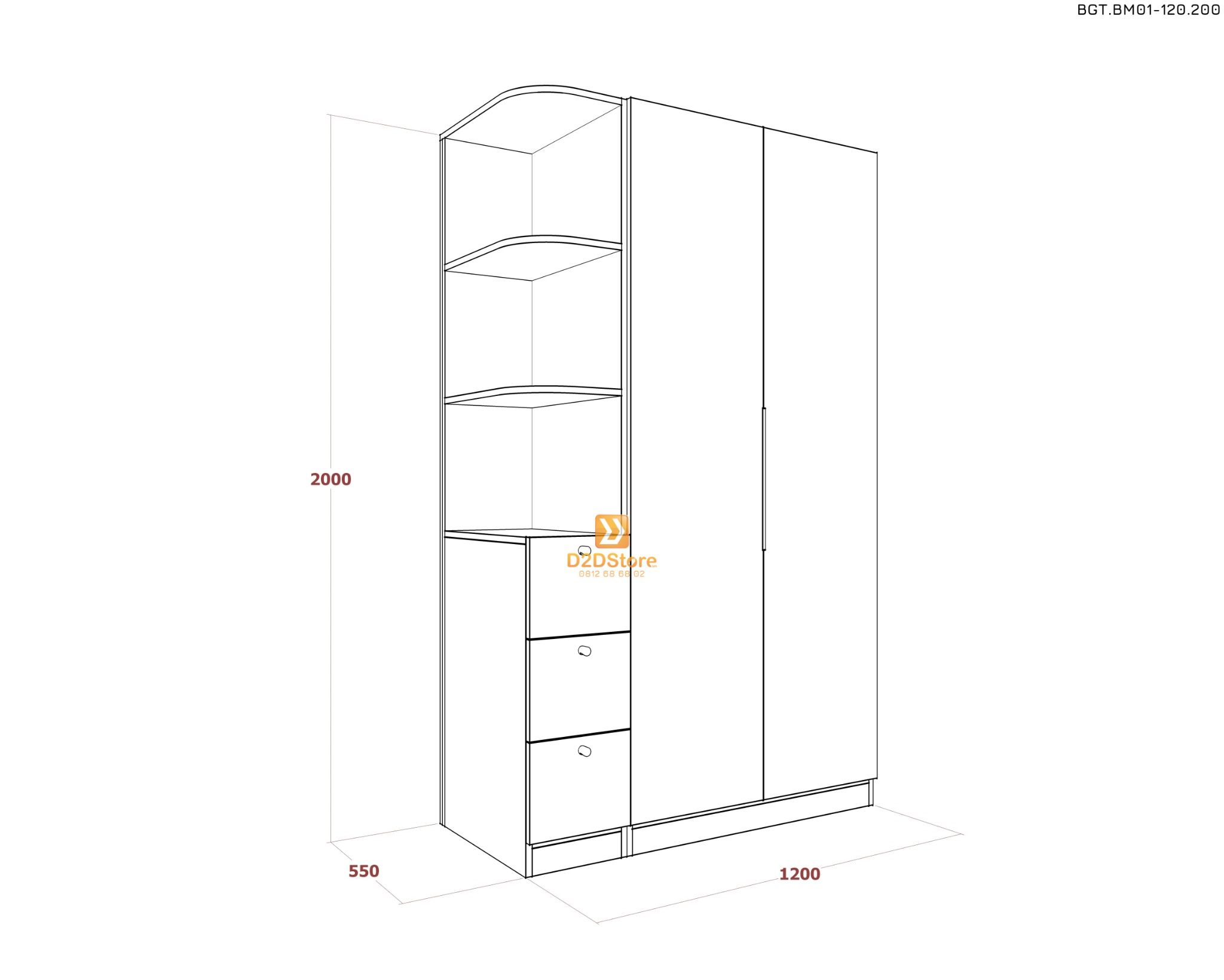  Bộ giường tủ phòng ngủ bố mẹ BGT.BM01-120.200 