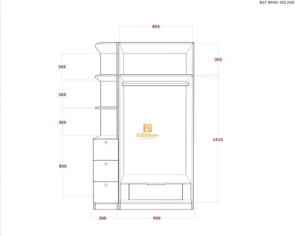 Bộ giường tủ phòng ngủ bố mẹ BGT.BM01-120.200