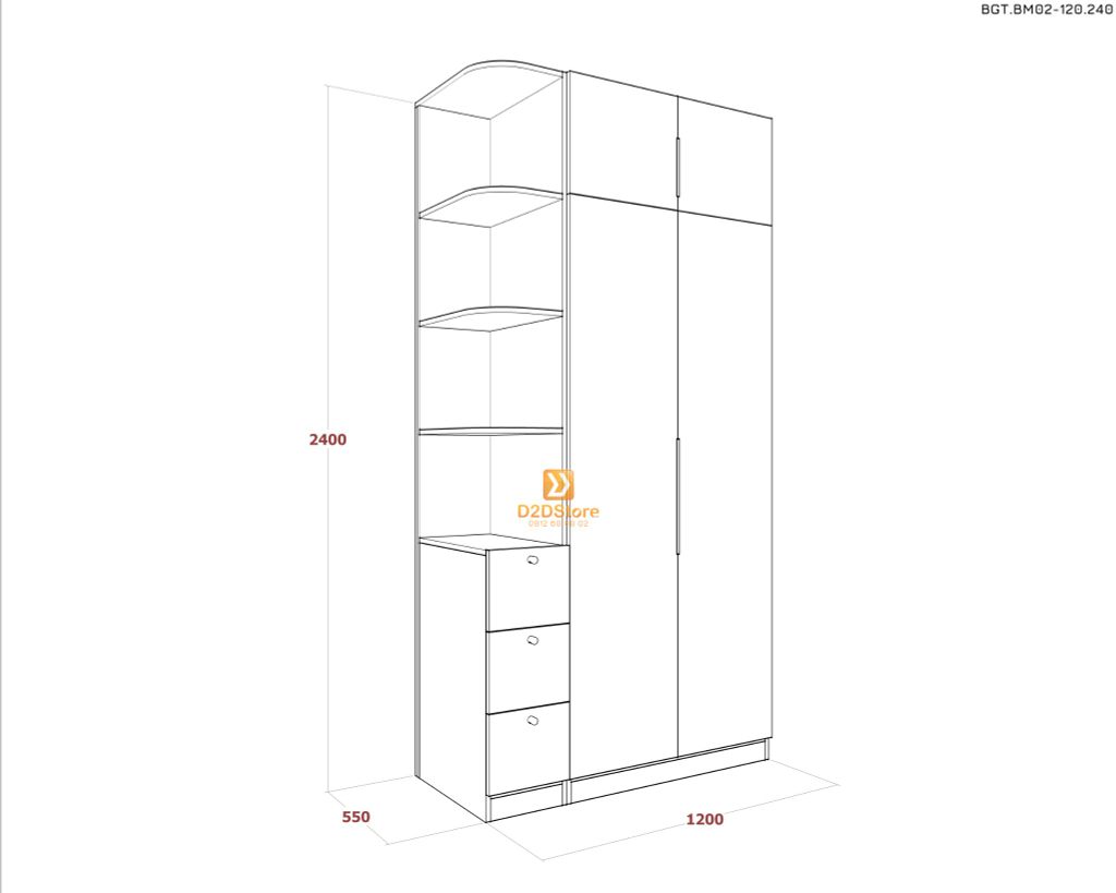Bộ giường tủ phòng ngủ bố mẹ BGT.BM02-120.240