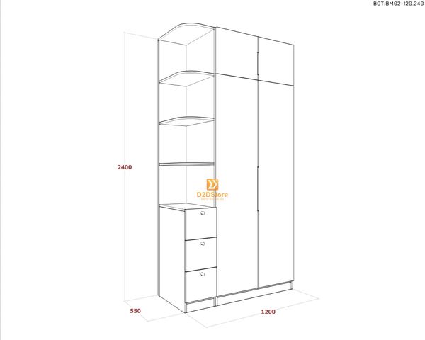 Bộ giường tủ phòng ngủ bố mẹ BGT.BM02-120.240