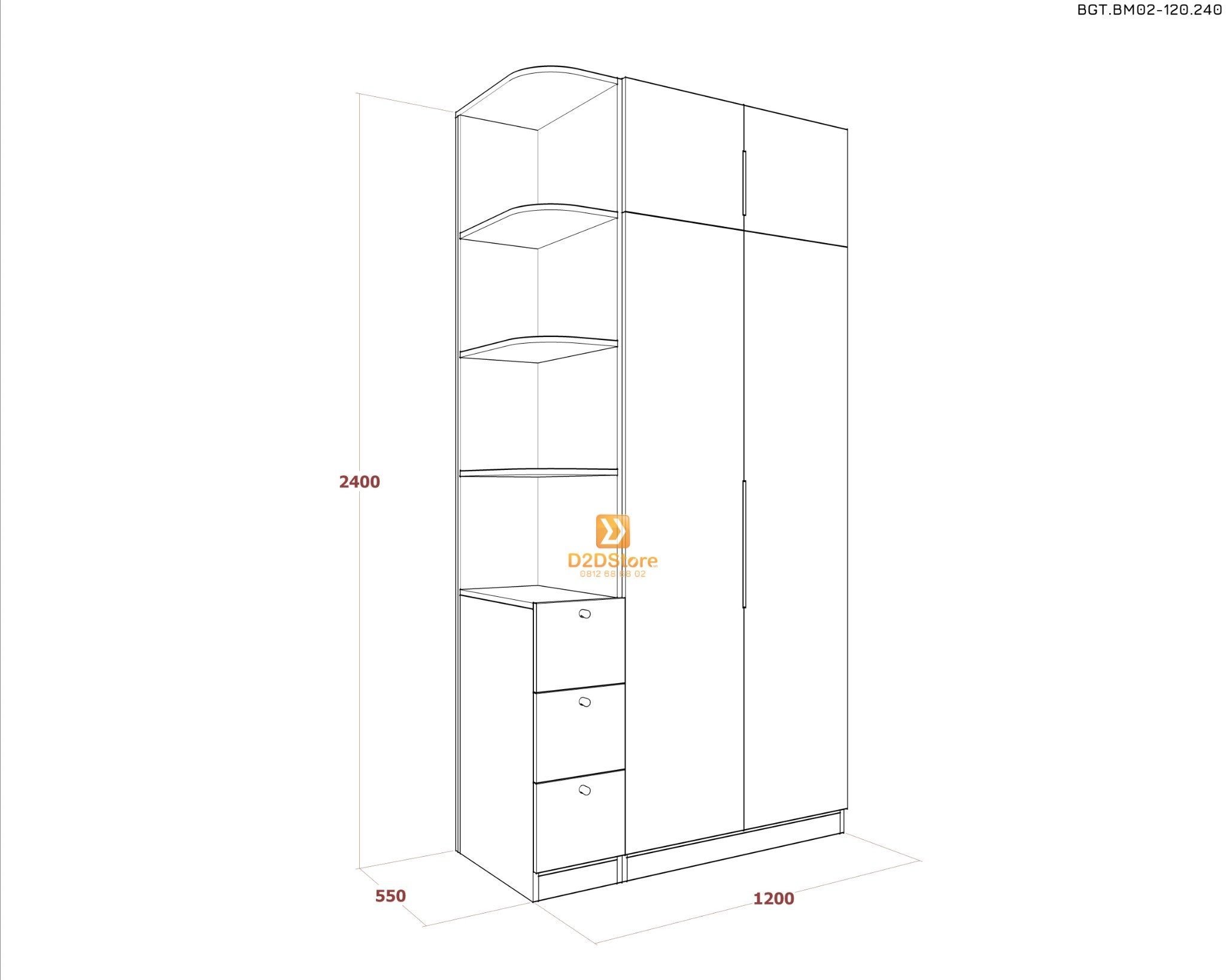 Bộ giường tủ phòng ngủ bố mẹ BGT.BM02-120.240 