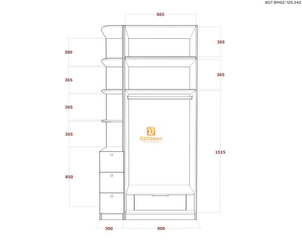Bộ giường tủ phòng ngủ bố mẹ BGT.BM02-120.240